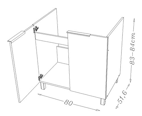 Berlioz Creations – Subwoofer bajo de Cocina Debajo del Fregadero 80, Paneles de partículas, Fraxinus Sablé, 80 x 52 x 83 cm