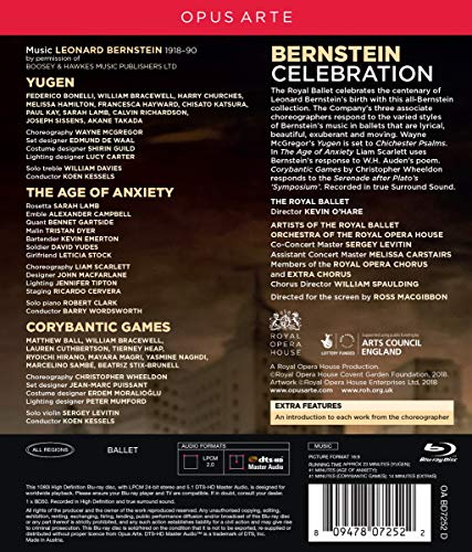 Bernstein Celebration - Yugen / The Age of Anxiety / Corybantic Games [Ballets] (Royal Ballet, 2018) (Blu-ray, HD) [Blu-ray]