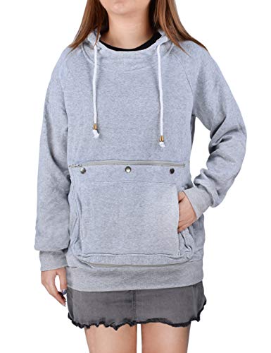 besbomig Sudadera de Mujer Sweatshirt Camisa Hoodie con Orejas - Gran Bolsillo con Capucha para Perro Gato Transportador de Mascotas Manga Larga Pullover Pet Carrier