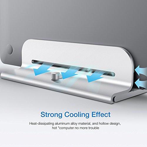 Bestand 2 en 1 Soporte Vertical Portátil para MacBook y iPad/iPhone, Soporte Portátil Ajustable para Acomodar Portátiles de Distintos Grosores (Plata)