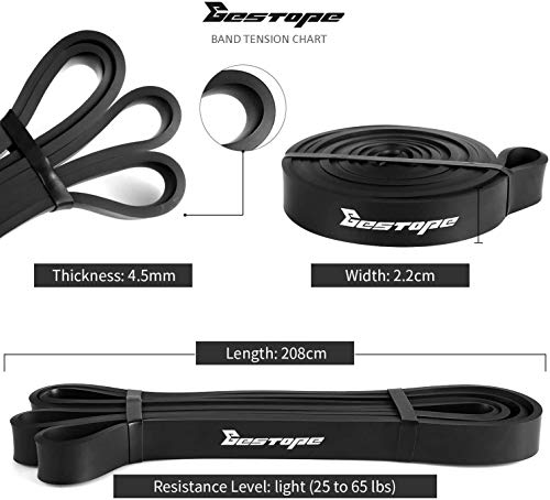 BESTOPE Banda de resistencia - Banda de ejercicios Aparatos de gimnasia Inicio, Servicio pesado Fuerza Entrenamiento fitness para hacer ejercicio (Negro)