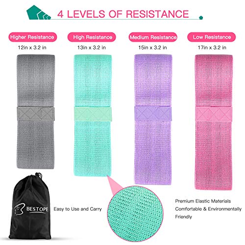 BESTOPE Elastica Bandas de Resistencia Set, Bandas de Ejercicio de Cadera para Yoga, Pilates, Fitness, Crossfit, Bandas de Fitness Elásticas para Mujer y Hombre