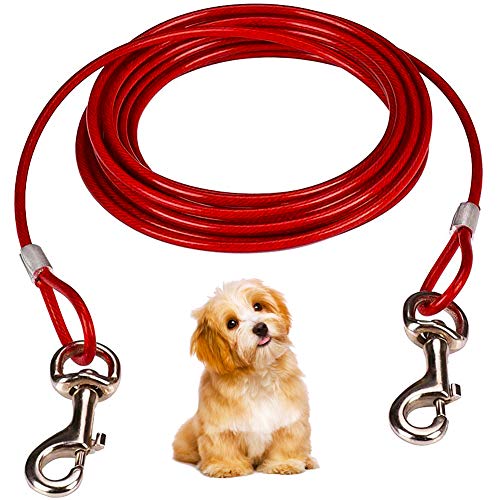 BESTZY Tie Out Cables para perros de 10 pies (3M) Pet Spiralförmiger Pflock y cuerda con Anti-Winding Metal Ring Perros Run cadena para perros