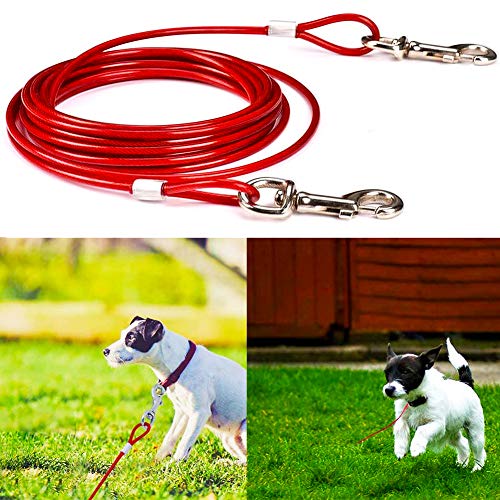 BESTZY Tie Out Cables para perros de 10 pies (3M) Pet Spiralförmiger Pflock y cuerda con Anti-Winding Metal Ring Perros Run cadena para perros