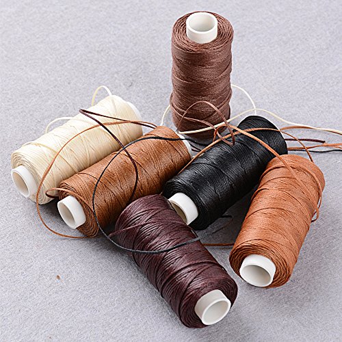 BETESSIN 6 Rollos Cordón Encerado 150D/1mm 50m Cuerda Encerada Multiolores Hilo de Cuero para Manualidades DIY Pulseras Abalorios Collares Monedero Bolsas de Cuero Multiuso