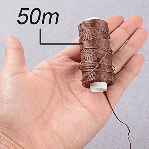 BETESSIN 6 Rollos Cordón Encerado 150D/1mm 50m Cuerda Encerada Multiolores Hilo de Cuero para Manualidades DIY Pulseras Abalorios Collares Monedero Bolsas de Cuero Multiuso