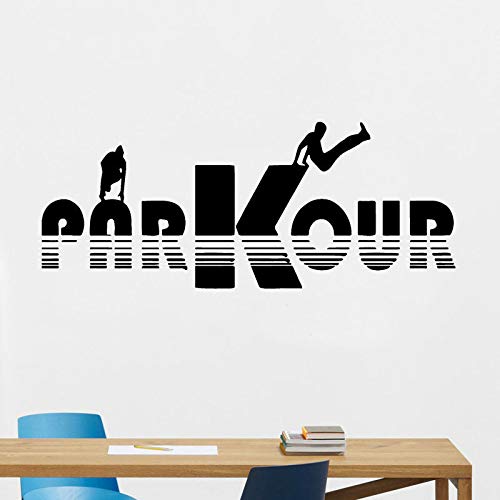 BFMBCH Street Sports Parkour Etiqueta de la pared Vinilo Artista Decoración de la casa Habitación de los niños Decoración del dormitorio Arte desmontable Etiqueta de la pared Gris oscuro 141x57cm