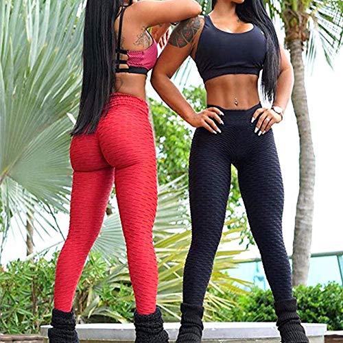 B/H Chándal de algodón elástico para Mujer,Ropa de Gimnasia de Cintura Alta, Leggings Transpirables absorbentes de Sudor para Mujer-Top Negro_S