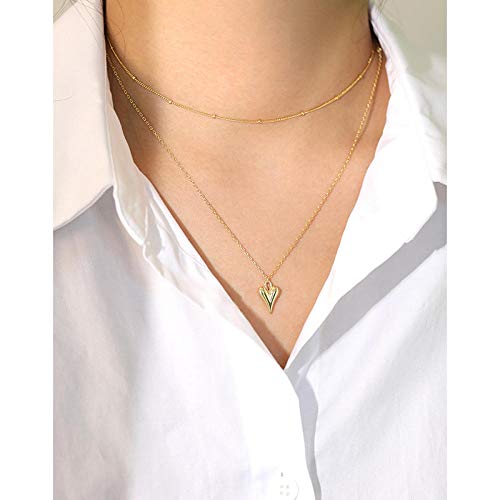 B/H Collar de clavícula en Forma de corazón Femenino, Collar de Plata esterlina S925-Dorado,El Nirvana de la Mujer Collar Colgante
