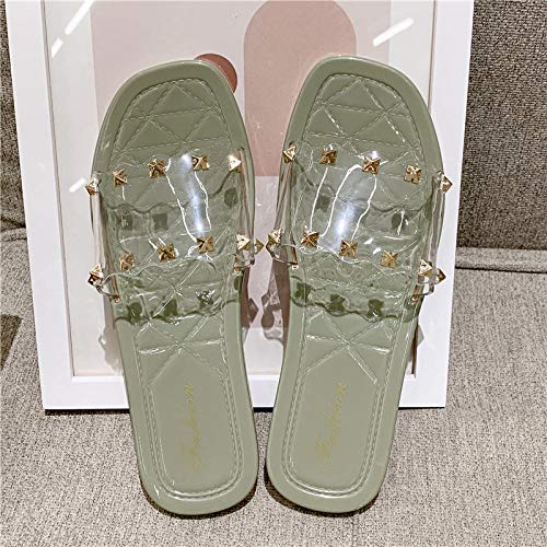 B/H Mujer Hombre Zapatillas Baño de Estar,Sandalias Planas Color Caramelo, Zapatillas de Playa con Hebilla Cuadrada-A_36, para Mujer de Dedo Sandalias Talla