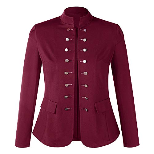 BHYDRY Las Mujeres de Invierno cálido Vintage Tailcoat Chaqueta Sobretodo Outwear Uniforme Botones Capa