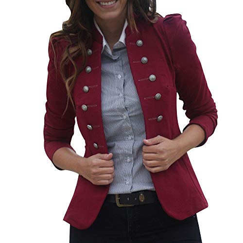 BHYDRY Las Mujeres de Invierno cálido Vintage Tailcoat Chaqueta Sobretodo Outwear Uniforme Botones Capa