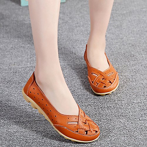 BHYDRY Zapatos de Mujer Damas Planas Sandalias Tobillo de Cuero Zapatilla Informal Zapatos Suaves
