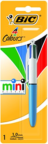BIC 4 colores Mini Bolígrafo Retráctil punta media (1,0 mm) – Blíster de 1 Unidad