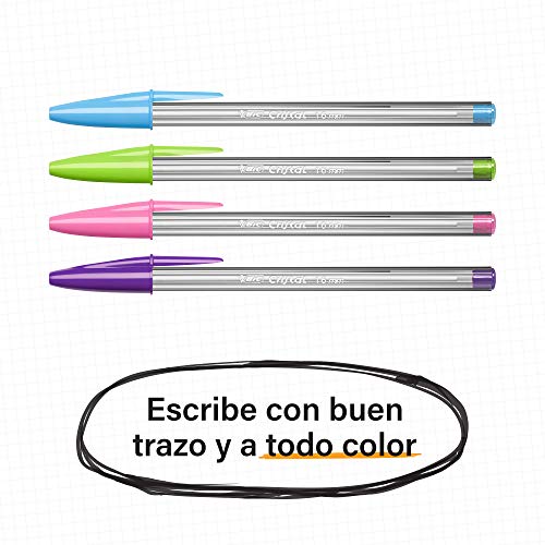 BIC Cristal Fun Bolígrafos Punta Ancha (1.6 mm) - Colores Fashion Surtidos, Blíster de 6+2