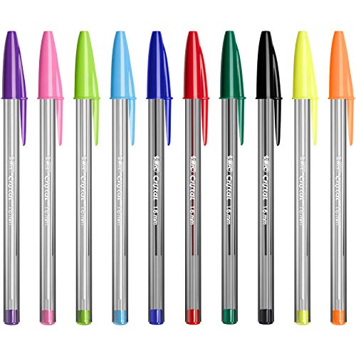 BIC Cristal Multicolour bolígrafos Punta Ancha (1,6 mm) – colores Surtidos, Blíster de 10 unidades