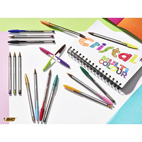 BIC Cristal Multicolour bolígrafos Punta Ancha (1,6 mm) – colores Surtidos, Blíster de 10 unidades