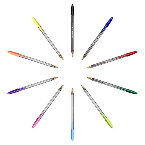 BIC Cristal Multicolour bolígrafos Punta Ancha (1,6 mm) – colores Surtidos, Blíster de 10 unidades