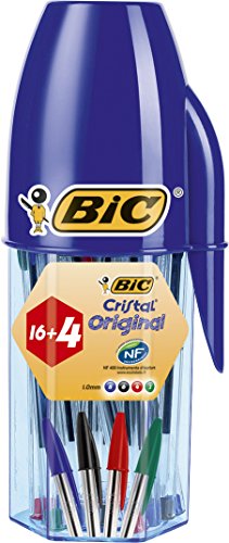 BIC Cristal Original bolígrafos punta media - colores Surtidos, Blíster de 16+4 unidades