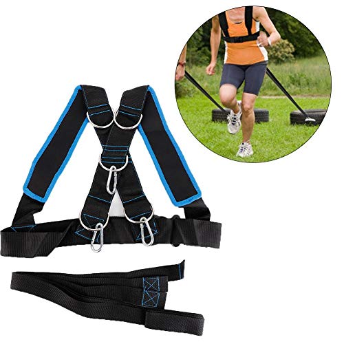 Biitfuu Arnés de Trineo Kits de neumáticos Fitness Speed ​​Trainer con Correa de tracción Banda de Resistencia Ajustable Cinturón Equipo Deportivo