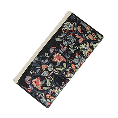 Billetera Carteras Monedero para Mujer Negra de Cuero de Piel Bolsos Flor, con Bolsillos pare Tarjetas de Crédito, Billetes, Bolsillo, Monedero, Monedas, Compartimento Transparente, Regalo Caja