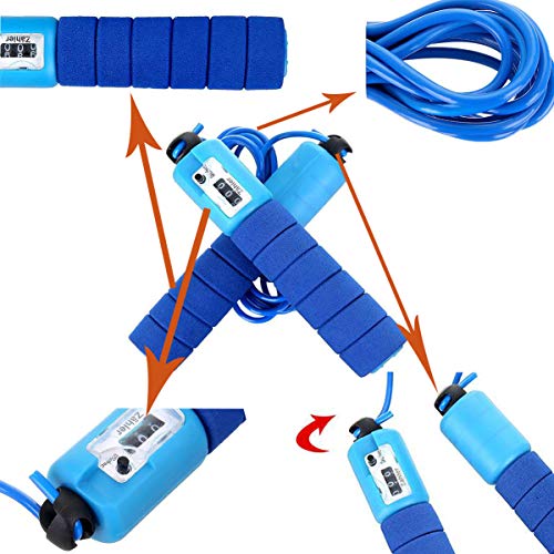 Biluer 3PCS Cuerda para Saltar Velocidad Cuerda de Salto Cuerda de Salto Ajustable Niños Hombres Mujeres Adultos con Mangos Cómodos y Contador Crossfit Boxeo Fitness Pérdida de Grasa MMA