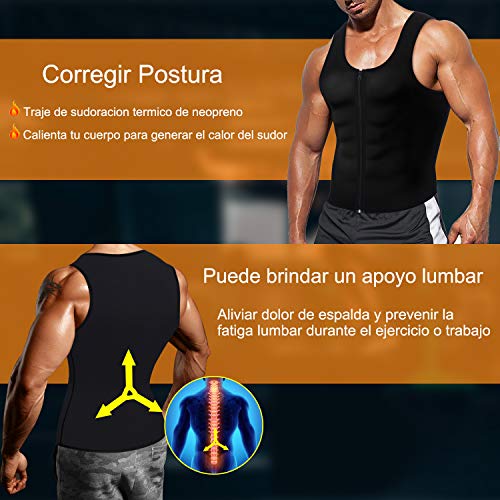 Bingrong Chaleco Sauna Hombre Fajas Reductoras Adelgazantes Hombres Compresion de Neopreno Chaleco para Adelgazante Sudoración con Cremallera para Deporte Fitness (Nergo, 4XL)