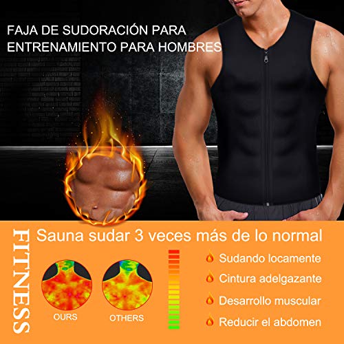 Bingrong Chaleco Sauna Hombre Fajas Reductoras Adelgazantes Hombres Compresion de Neopreno Chaleco para Adelgazante Sudoración con Cremallera para Deporte Fitness (Nergo, 4XL)