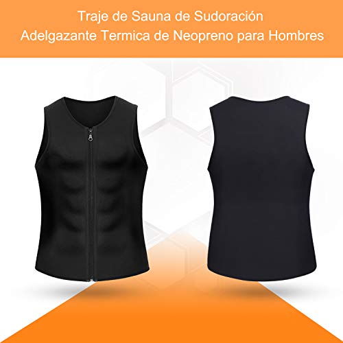 Bingrong Chaleco Sauna Hombre Fajas Reductoras Adelgazantes Hombres Compresion de Neopreno Chaleco para Adelgazante Sudoración con Cremallera para Deporte Fitness (Nergo, 2XL)