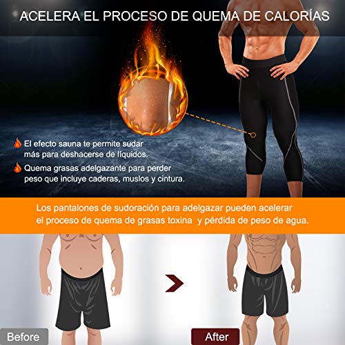 Bingrong Pantalones para Adelgazar Hombre Pantalón de Sudoración Adelgazar Pantalones de Neopreno para Ejercicio para Pérdida de Peso Deportivo (Negro, 2XL)