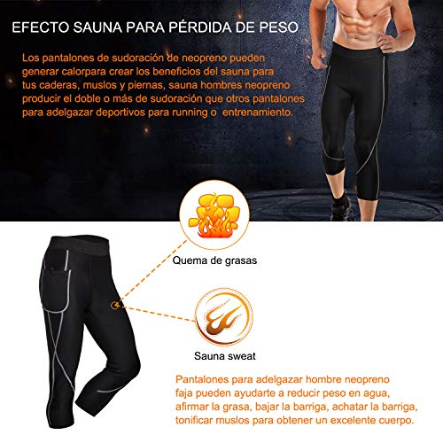 Bingrong Pantalones para Adelgazar Hombre Pantalón de Sudoración Adelgazar Pantalones de Neopreno para Ejercicio para Pérdida de Peso Deportivo (Negro, 2XL)