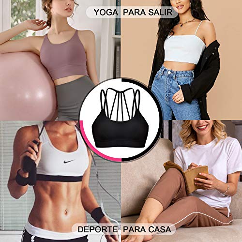 Bingrong Sujetador Deportivo de Entrenamiento Mujer Alto Impacto Yoga Fitness Running Camisetas sin Mangas Sin Costuras Acos Ropa Interior Almohadillas Extraíbles Bra Deporte Push Up (Negro, XX-Large)