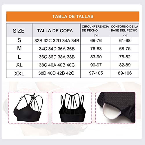 Bingrong Sujetador Deportivo de Entrenamiento Mujer Alto Impacto Yoga Fitness Running Camisetas sin Mangas Sin Costuras Acos Ropa Interior Almohadillas Extraíbles Bra Deporte Push Up (Negro, Small)