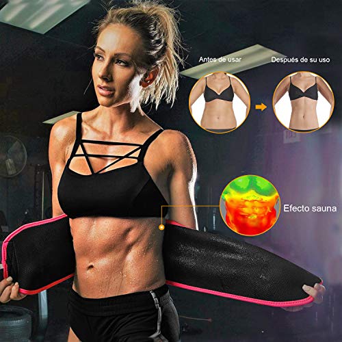 Bioasis Faja Reductora Adelgazante Waist Trimmer Belt Cinturón de Sudoración Neopreno, Cintura para Sudar de Fitness, Acelera la Pérdida de Peso, Quema Grasa, Efecto Sauna, Mujer