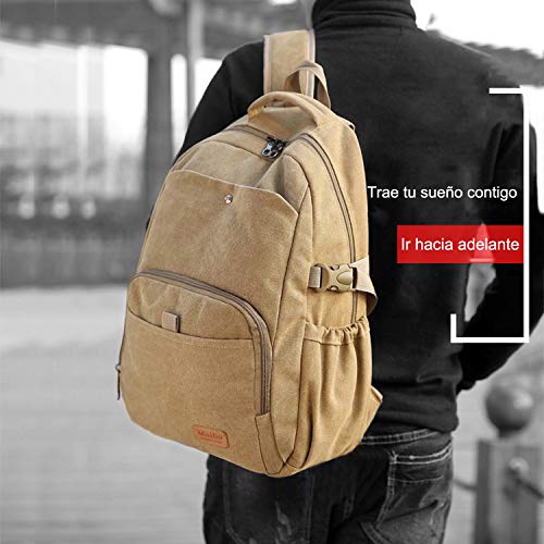 Bioasis Mochila de 40L, Unisex Vintage Mochila para Portátil Mochila Vintage Mochila de Lona Retro Mochila para Hombre Deportes al Aire Libre, Caqui