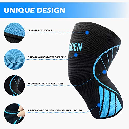 BIOSCEN Rodilleras Deportivas para Hombre y Mujer, Rodillera Menisco y Ligamentos para Crossfit, Correr, Entrenamiento, Baloncesto, Bicicleta L