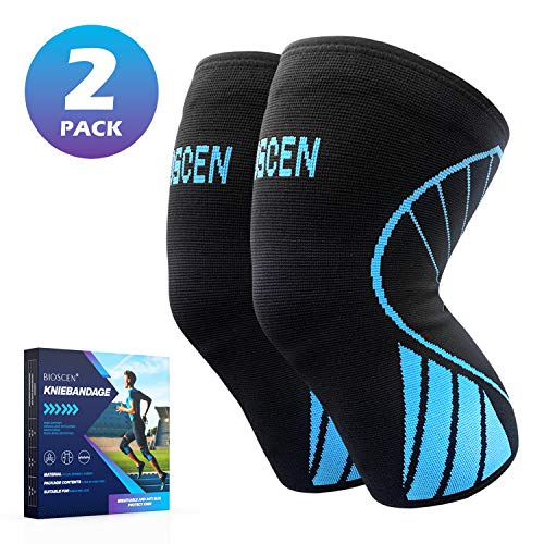 BIOSCEN Rodilleras Deportivas para Hombre y Mujer, Rodillera Menisco y Ligamentos para Crossfit, Correr, Entrenamiento, Baloncesto, Bicicleta L