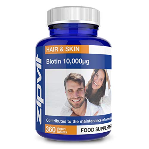 Biotina 10,000mcg, 360 Comprimidos. La Potencia Más Alta para un Pelo Saludable. 10,000µg.