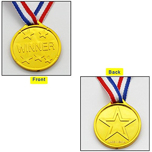 BJ-SHOP Medallas Ninos,Medallas Deportivas Premios plasticos de Oro para los ninos Fiesta Deportiva del Dia Recompensa tematica olimpica