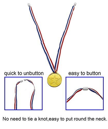 BJ-SHOP Medallas Ninos,Medallas Deportivas Premios plasticos de Oro para los ninos Fiesta Deportiva del Dia Recompensa tematica olimpica
