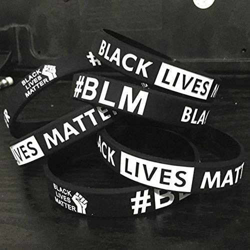 BLACK LIVES MATTER Pulsera De Silicona Para Hombres Mujeres Pulseras Bandas Goma Pulsera De Silicona De Motivacion Pulseras Con Mensaje Positivo, Fitness, Pulsera Gym, Para Hombre, Para Mujer