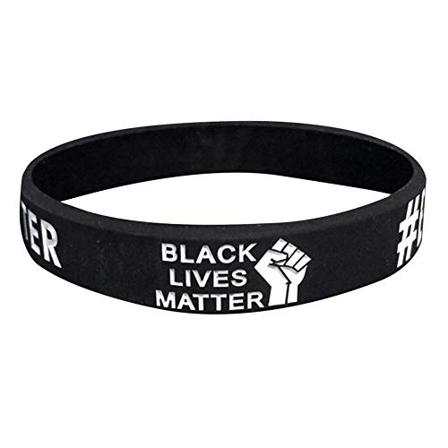 BLACK LIVES MATTER Pulsera De Silicona Para Hombres Mujeres Pulseras Bandas Goma Pulsera De Silicona De Motivacion Pulseras Con Mensaje Positivo, Fitness, Pulsera Gym, Para Hombre, Para Mujer