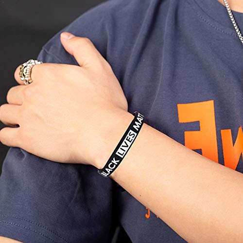 BLACK LIVES MATTER Pulsera De Silicona Para Hombres Mujeres Pulseras Bandas Goma Pulsera De Silicona De Motivacion Pulseras Con Mensaje Positivo, Fitness, Pulsera Gym, Para Hombre, Para Mujer