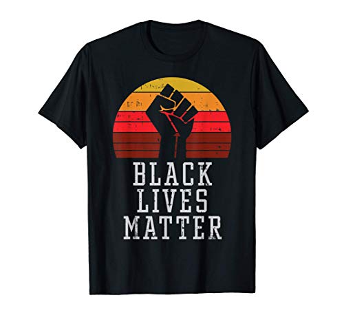 Black Lives Matter Raised Fist Retro Black History Pride BLM Camiseta