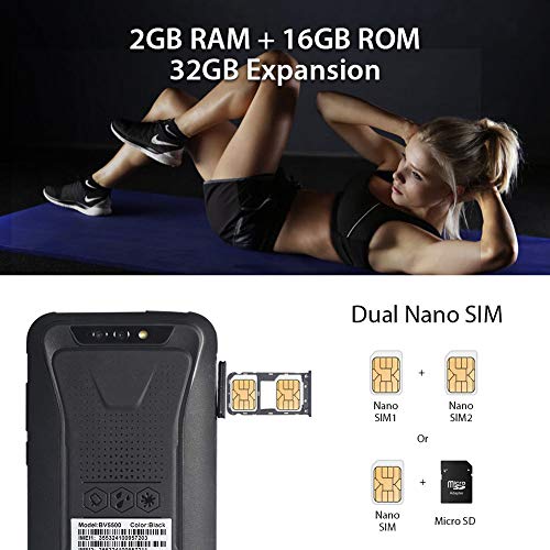 Blackview BV5500 (2020) Móvil Libre Resistente IP68 Impermeable Smartphone de 5.5" (13.9cm) Dual SIM, 2GB + 16GB, Android 8.1, Doble Cámara de 8MP+0.3MP y 5MP, 4400mAh Batería GPS - Negro