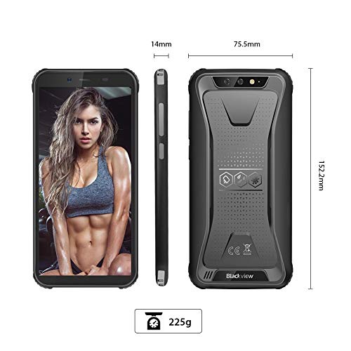 Blackview BV5500 (2020) Móvil Libre Resistente IP68 Impermeable Smartphone de 5.5" (13.9cm) Dual SIM, 2GB + 16GB, Android 8.1, Doble Cámara de 8MP+0.3MP y 5MP, 4400mAh Batería GPS - Negro