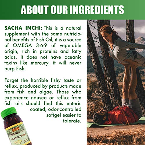 Blamac Sacha Inchi Oil Capsules Contains Vegan Omega 3 6 9,ALA (ALPHA LINOLENIC ACID), Essential Fatty Acids, LINOLENIC ACID, Oleic Acid, Cholesterol Lowering, NO Fish Oil , Vegetarian Supplement