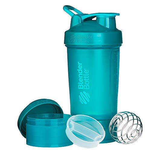 BlenderBottle ProStak Full Color Botella de Agua y Accesorios, Unisex Adulto,  Verde azulado, 650 ml