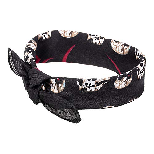 Blue Banana Bandana Punk con Calaveras Estampada - Negro