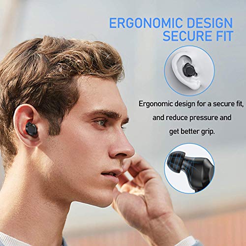 Blukar Auriculares Bluetooth 5.0, Auriculares Inalámbricos Bluetooth TWS Deportivos In-Ear Estéreo HiFi IPX5 Impermeable Control Táctil con Mini Caja de Carga y Micrófono para iPhone y Android